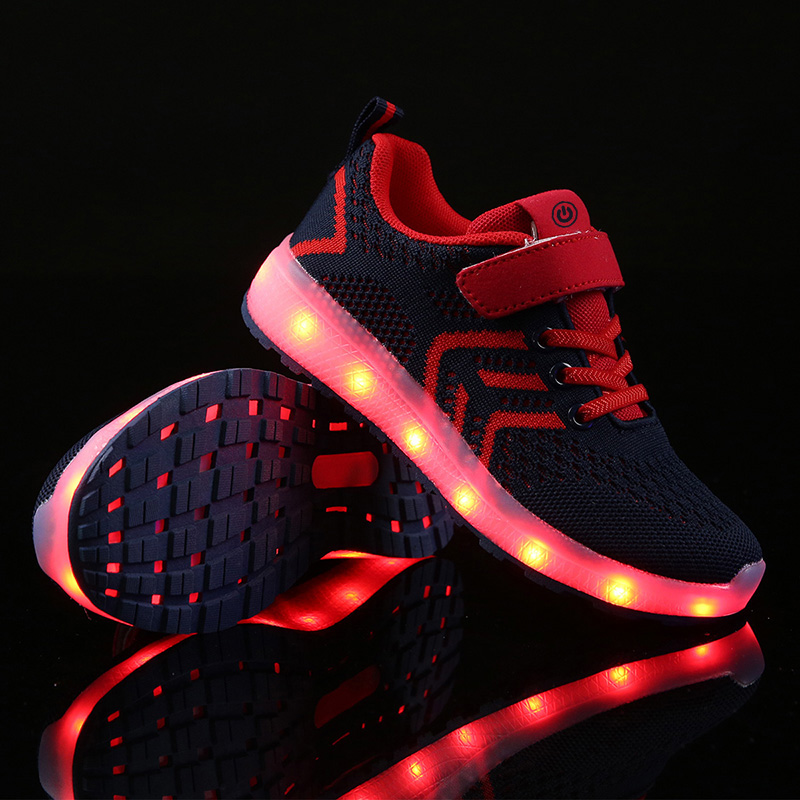 Small Quantity Kids LED Light mesh upper Casual Children Light Up Led Kid Shoes