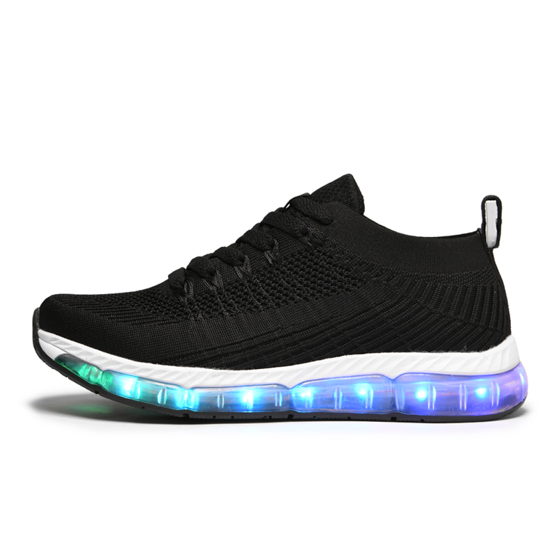 2018 Wholesale stylish Factory Direct led shoes knitting Fabric simulation led shoes