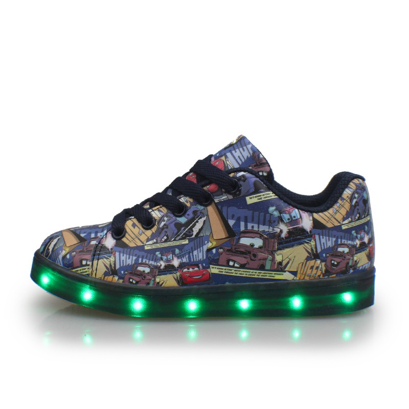 New Design lovely  cartoon printing upper kids led flash shoes