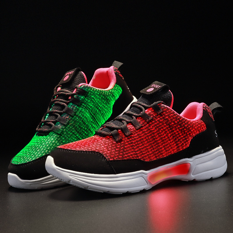 2020 NEW designs optical fiber luminous  standard men led shoes men led running sneaker light shoes