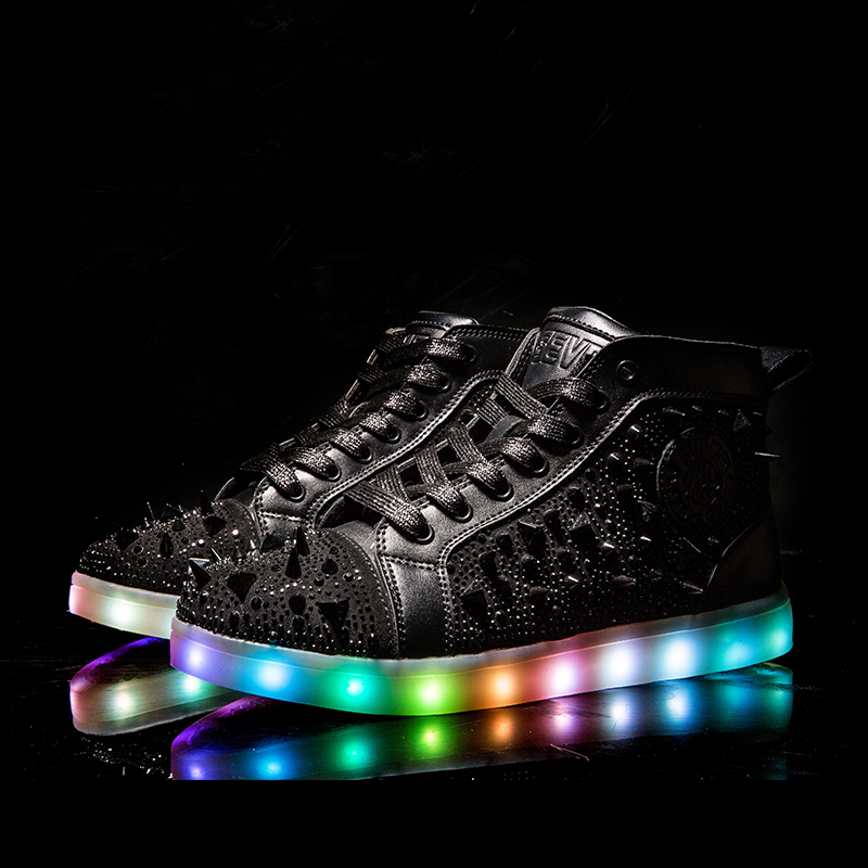 Hot sale casual led light shoes men light up high neck dancing party shoes