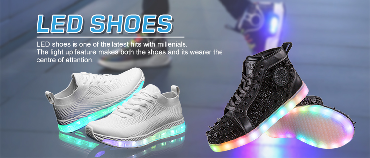 Factory direct led light couple casual usb rechargeable led light knit shoes women