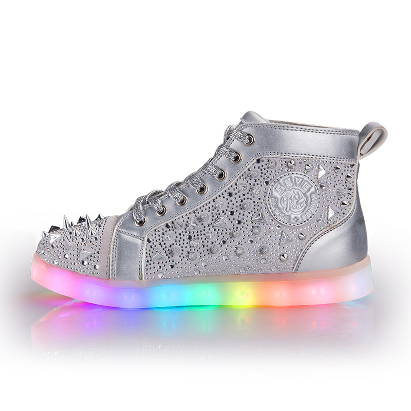 Rivet shoes colorful led flashing shoe LED light dance shoes for party