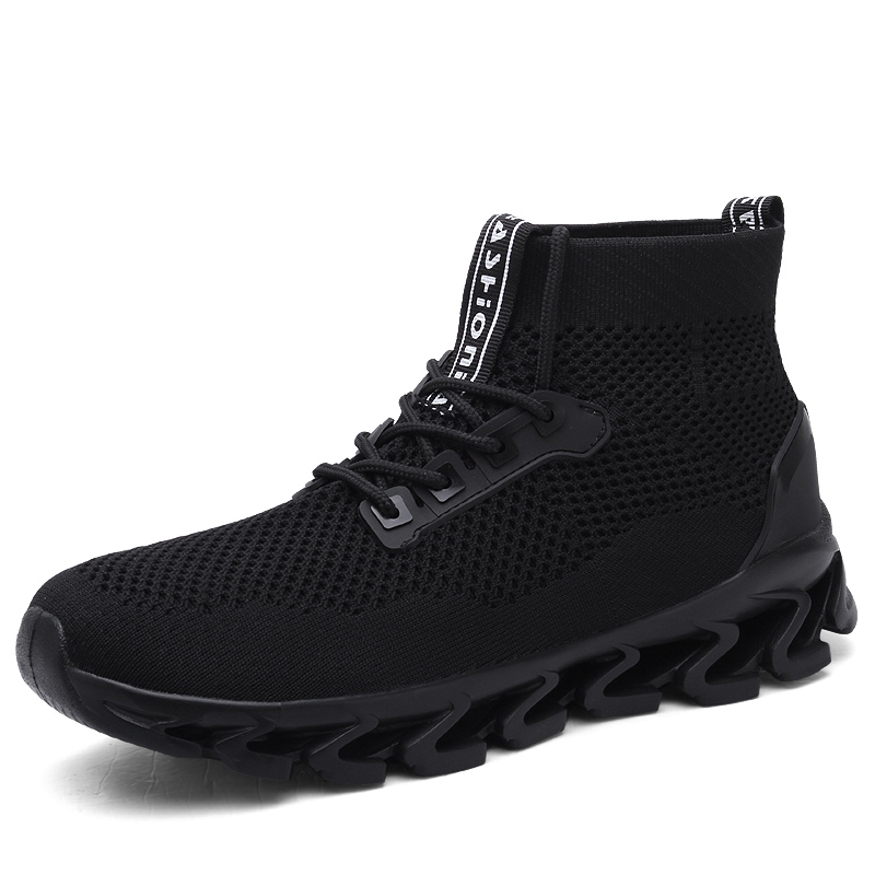 Big size OEM wholesale  Breathable KNIT  high cut shoes men  sneaker