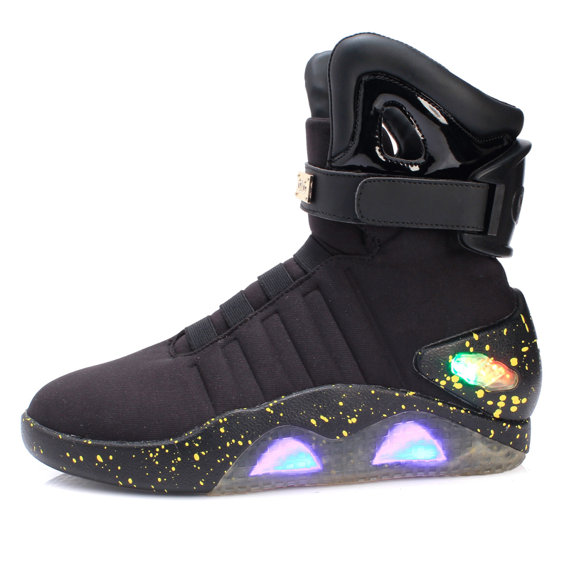 LED back to future Hot sale lace up led light mens ankle boots LED sneakers