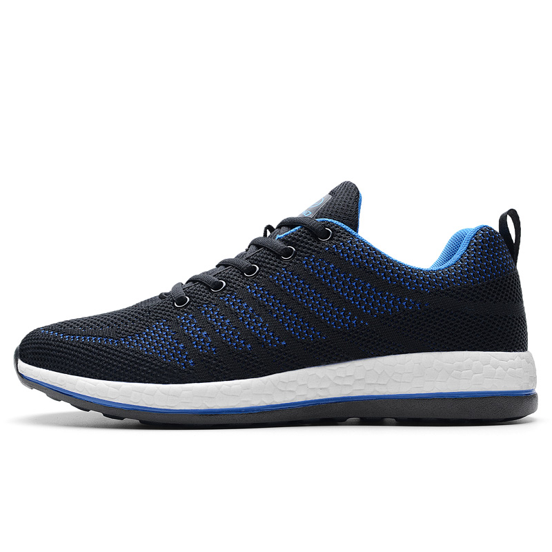 Promotional unique creative Knit Fabric lace-up men sport shoes  men running shoes