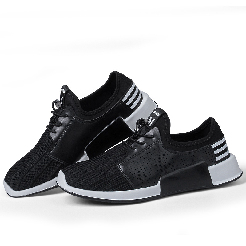 Promotional european network sneakers men lace up flat walking casual shoes