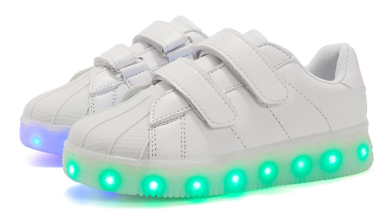2021 Customized Athletic Kids Led Sneakers  PU Cotton Fabric kid led light shoes