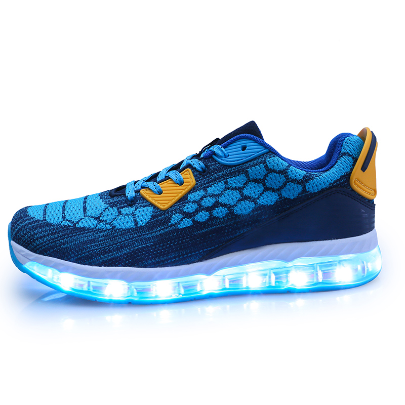 LED shoe stylish Factory Direct Air Cushion led shoes knitting Fabric light led kids china wholesale Led kids shoes