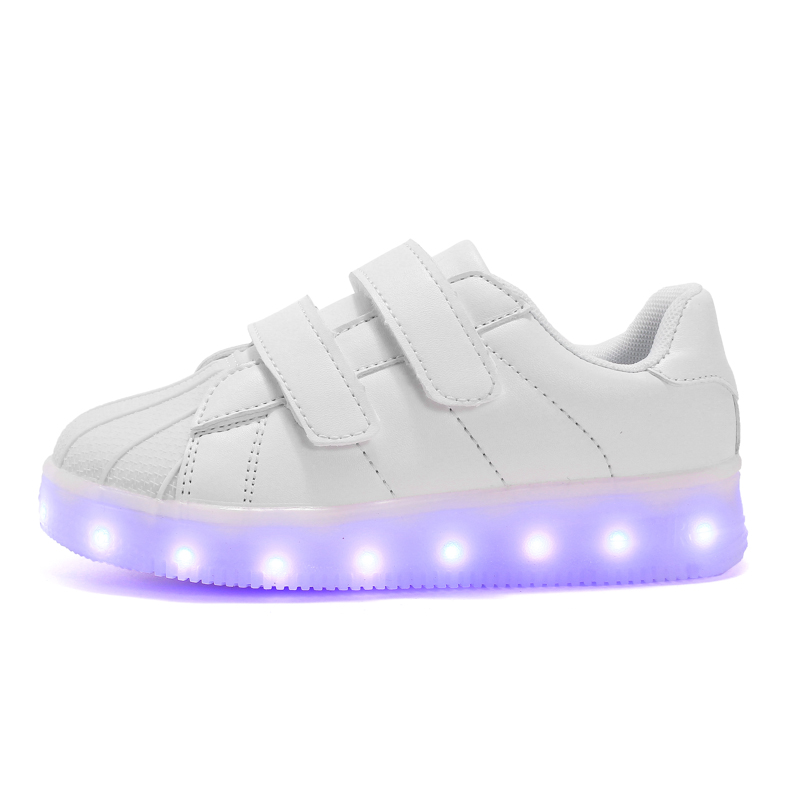 2021 Customized Athletic Kids Led Sneakers  PU Cotton Fabric kid led light shoes