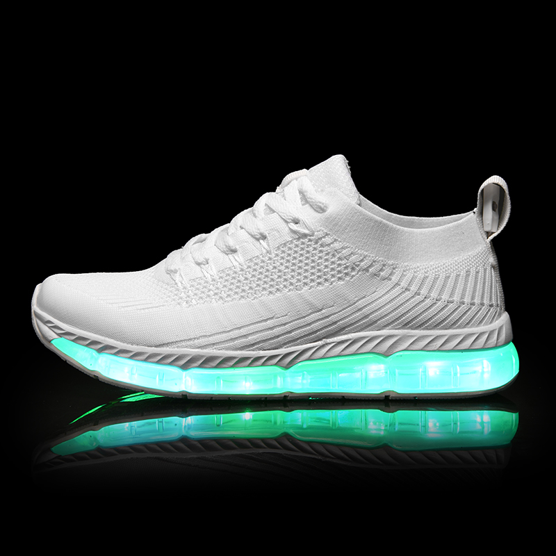 Unisex Hot-sell  hidden button USB charging adults led sneakers light up shoes